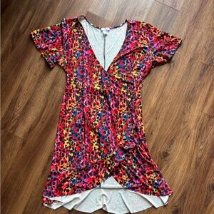 Venus brand multicolored wrap dress. Flounce bottom